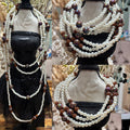 Brown & Pearl Necklace Set